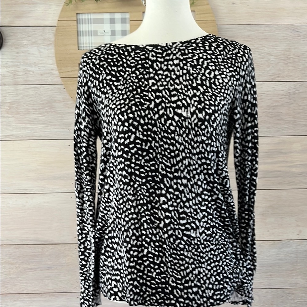Michael Kors Black and White Patterned Women's Top XS